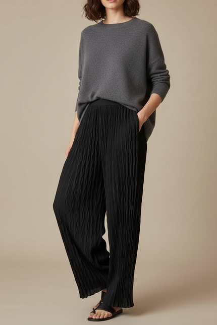 Pantalon À Pince 7a26 - Noir Polyester