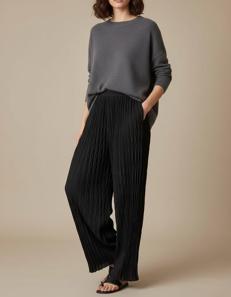 Pantalon À Pince 7a26 - Noir Polyester