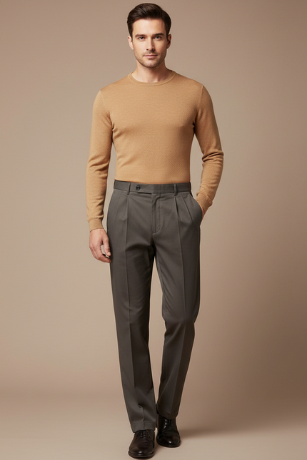 Pantalon À Pince 6d05 - Gris Gabardine