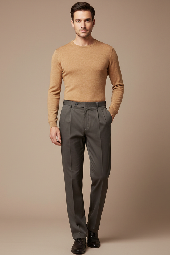 Pantalon À Pince 6d05 - Gris Gabardine