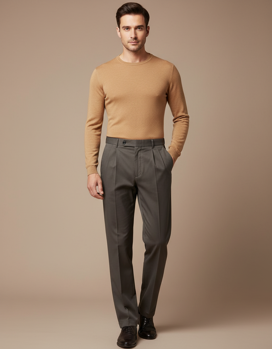 Pantalon À Pince 6d05 - Gris Gabardine