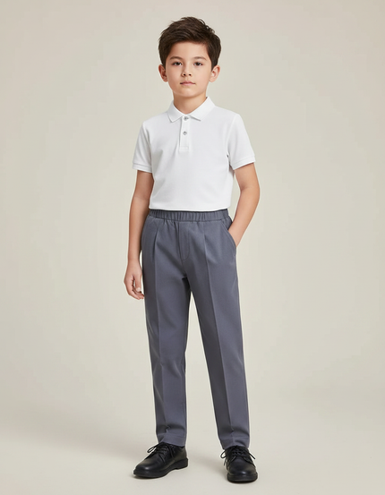 Pantalon À Pince Gris Droit Enfant Élégant Décontracté - Gabardine