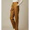Pantalon À Pince Marron Satiné Plissé Taille Haute Fluide