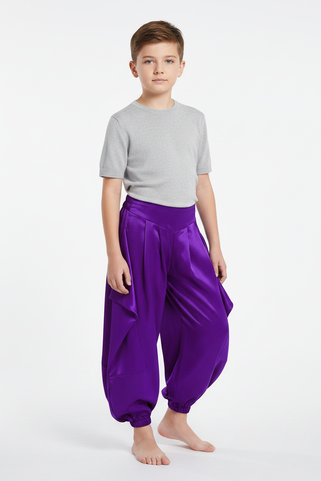 Pantalon À Pince Violet Satiné Ample Enfant Harem