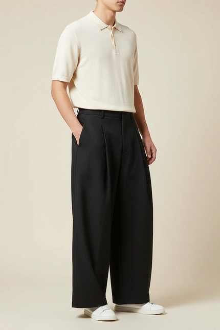 Pantalon À Pince 41e4 - Noir Gabardine