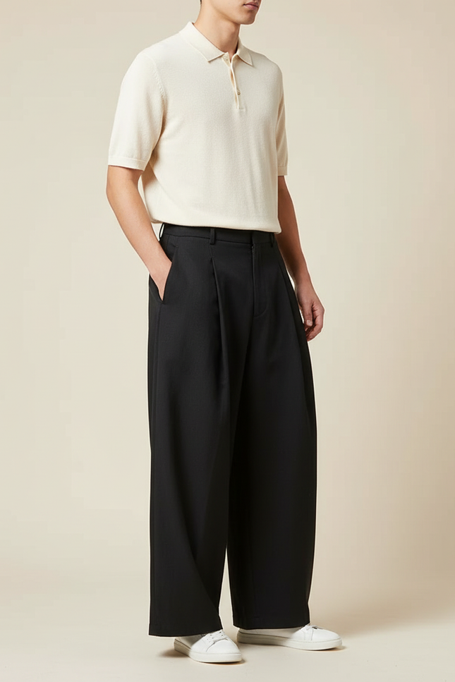 Pantalon À Pince 41e4 - Noir Gabardine