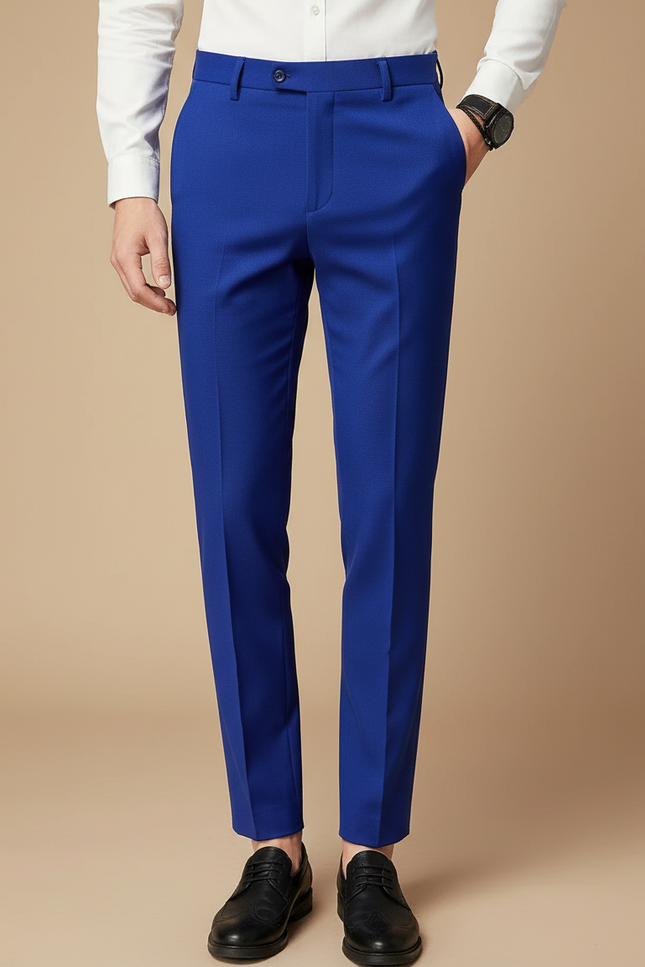 Pantalon À Pince Bleu Royal Slim Homme Formel - Polyester
