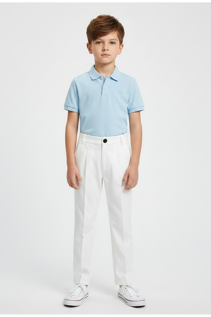 Pantalon À Pince Blanc Droit Garçon Formel - Gabardine