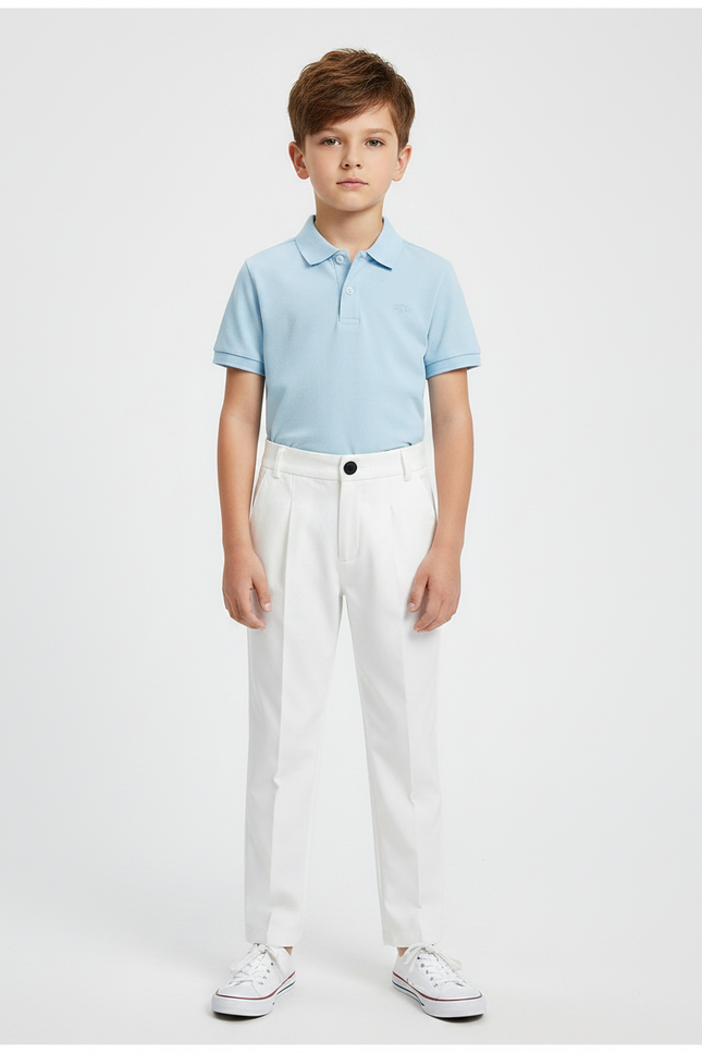 Pantalon À Pince Blanc Droit Garçon Formel - Gabardine