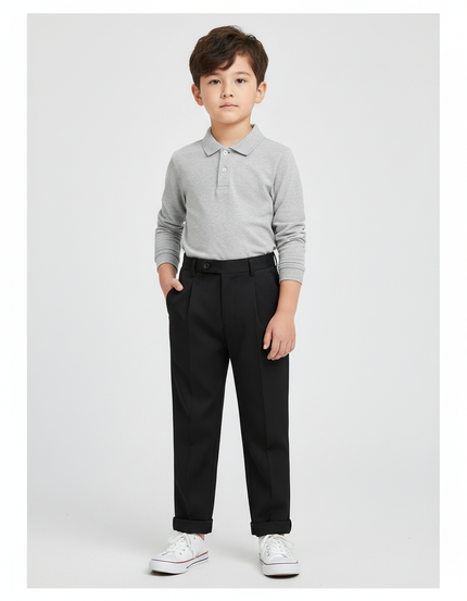 Pantalon À Pince Noir Plissé Élégant Enfant Scolaire - Gabardine