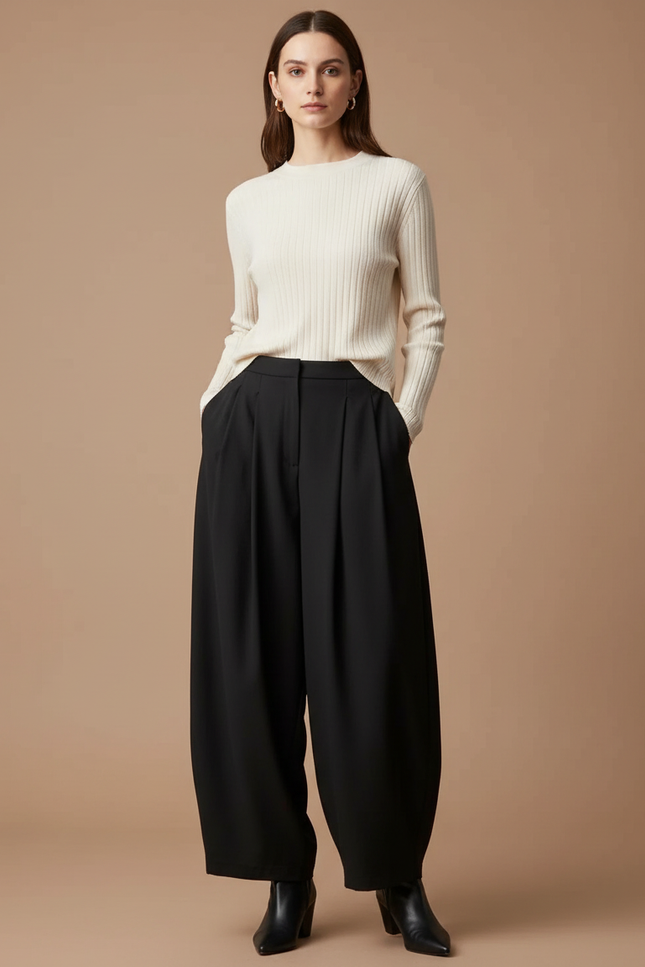 Pantalon À Pince 8479 - Noir Polyester