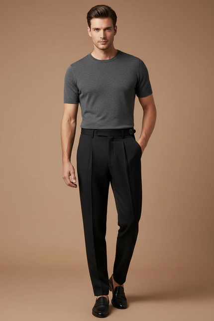 Pantalon À Pince 8b69 - Noir Gabardine