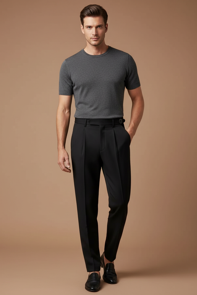 Pantalon À Pince 8b69 - Noir Gabardine