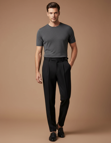 Pantalon À Pince 8b69 - Noir Gabardine