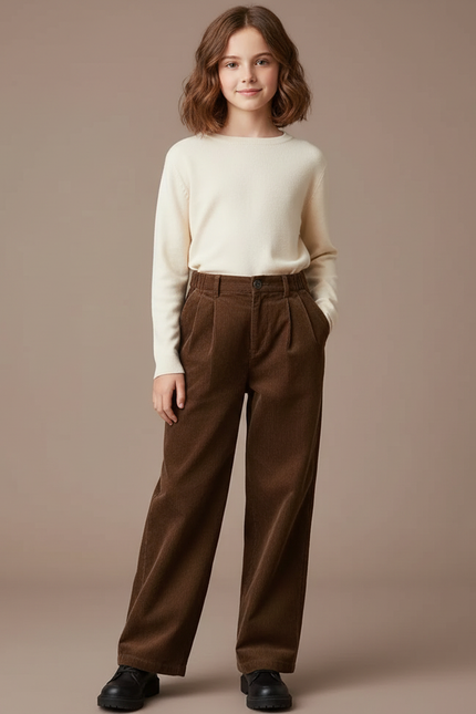 Pantalon À Pince 10ef - Marron Cordé