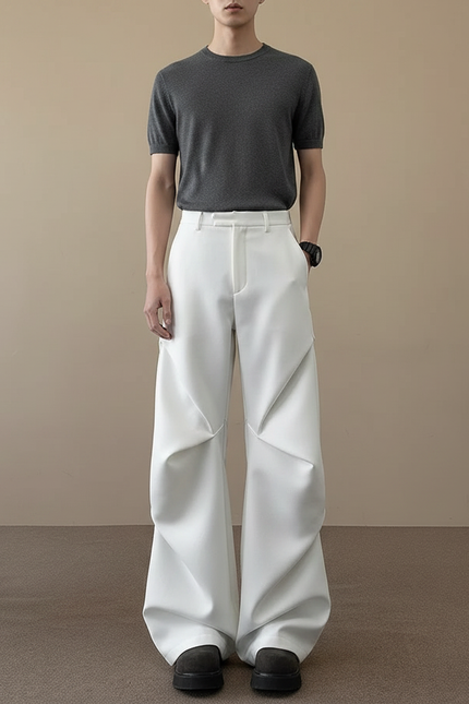 Pantalon Blanc À Pince Homme - Polyester