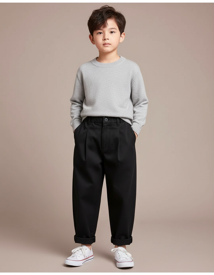 Pantalon À Pince Noir Plissé Ample Enfant Coton