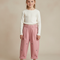 Pantalon À Pince Rose Brodé Ample Fille Coton - Molleton
