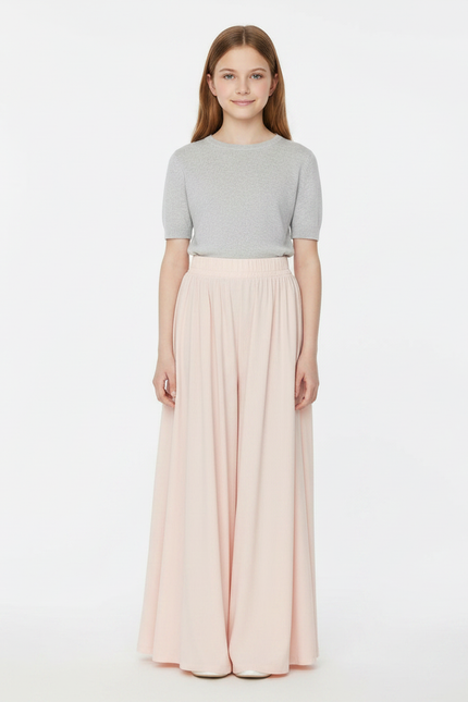 Pantalon À Pince Rose Pâle Fluide Ample Décontracté - Viscose