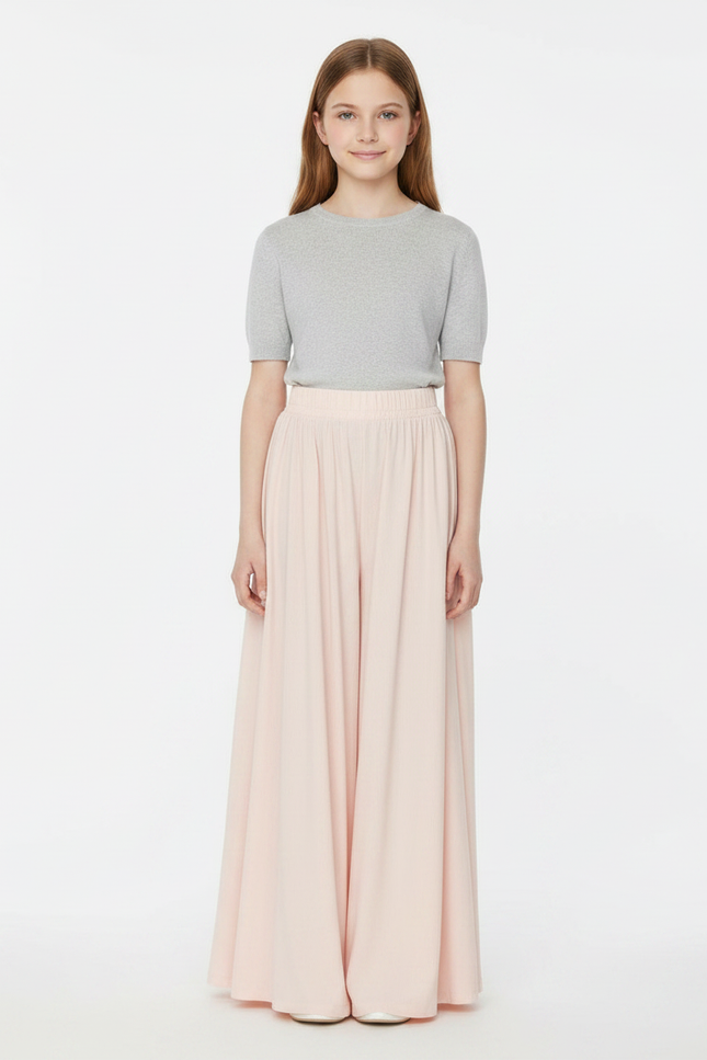 Pantalon À Pince Rose Pâle Fluide Ample Décontracté - Viscose