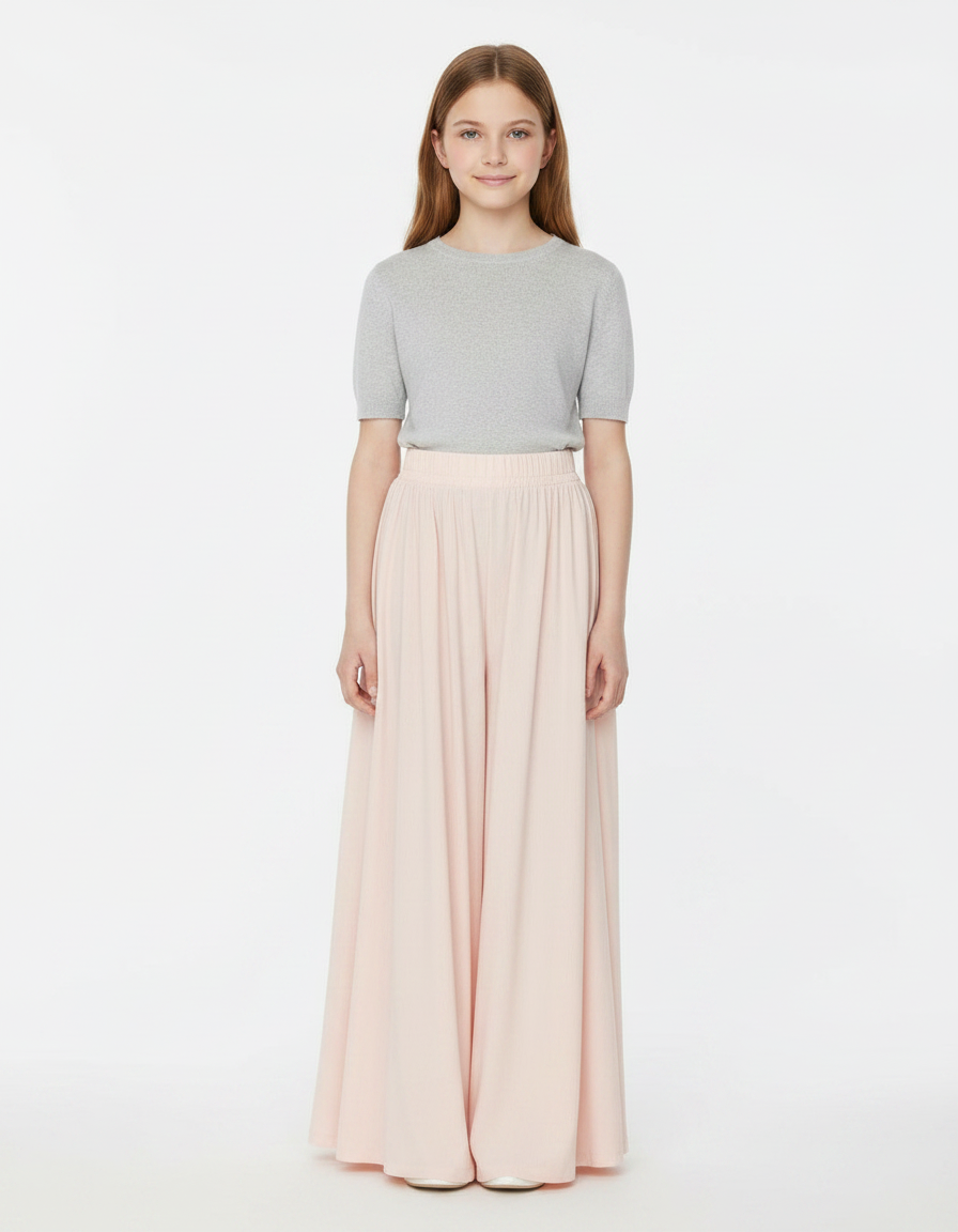 Pantalon À Pince Rose Pâle Fluide Ample Décontracté - Viscose