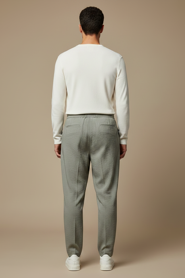 Pantalon À Pince Kaki Plissé Décontracté Homme Fluide - Viscose - vue 2