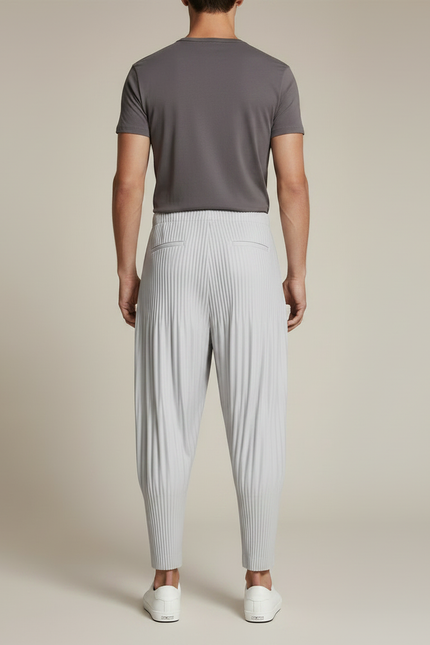 Pantalon À Pince Plissé Gris Clair Décontracté Homme - Polyester - vue 2