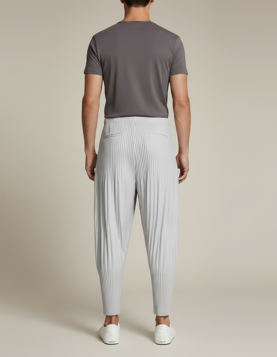 Pantalon À Pince Plissé Gris Clair Décontracté Homme - Polyester - vue 2