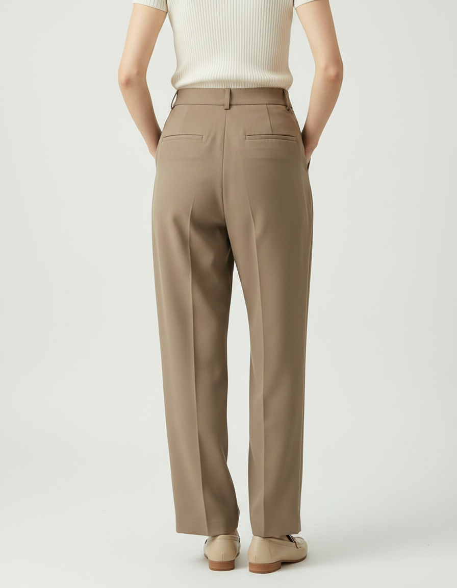 Pantalon À Pince Beige Ample Décontracté Femme Fluide - Viscose - vue 2