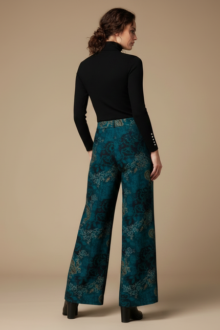 Pantalon À Pince Imprimé Fleuri Ample Fluide Décontracté - Viscose - vue 2