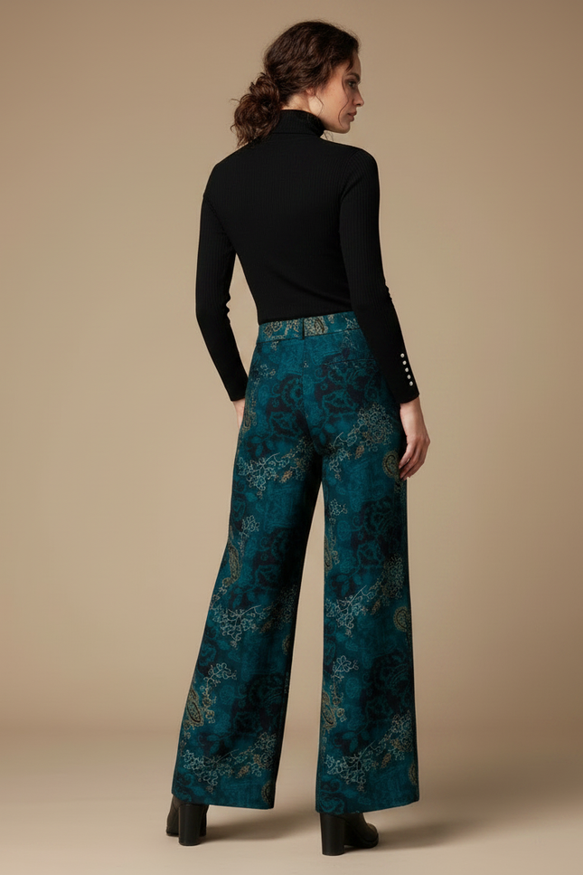 Pantalon À Pince Imprimé Fleuri Ample Fluide Décontracté - Viscose - vue 2