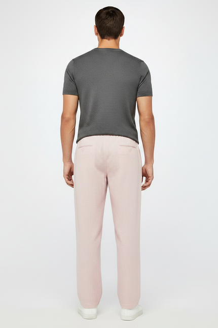 Pantalon À Pince Rose Pâle - Lin - vue 2