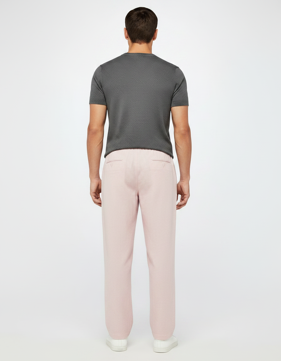 Pantalon À Pince Rose Pâle - Lin - vue 2