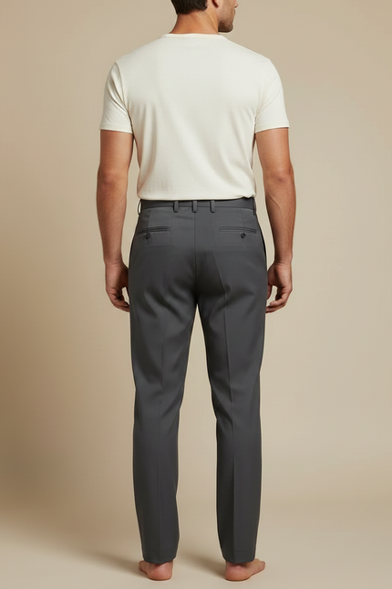 Pantalon À Pince Gris Anthracite Plissé Droit Homme - Gabardine - vue 2