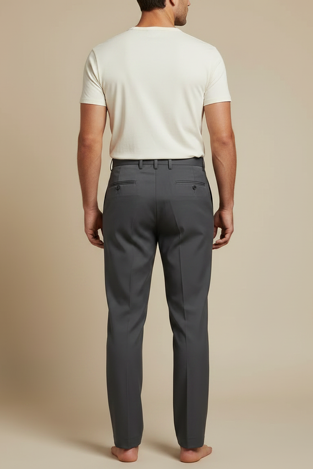 Pantalon À Pince Gris Anthracite Plissé Droit Homme - Gabardine - vue 2