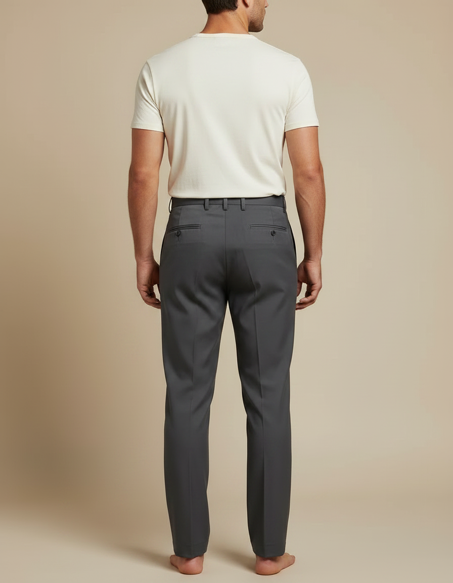 Pantalon À Pince Gris Anthracite Plissé Droit Homme - Gabardine - vue 2