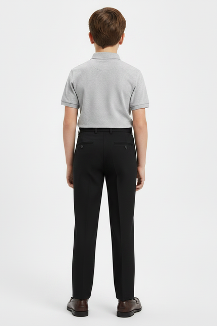 Pantalon À Pince Noir Droit Coton Garçon - vue 2