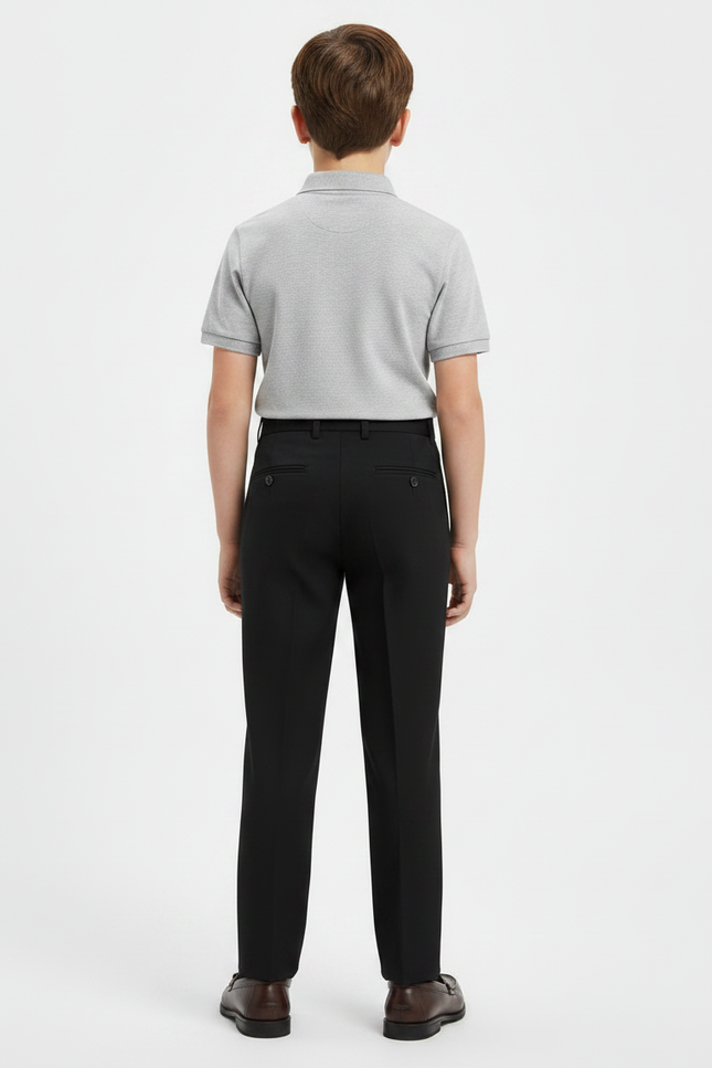 Pantalon À Pince Noir Droit Coton Garçon - vue 2
