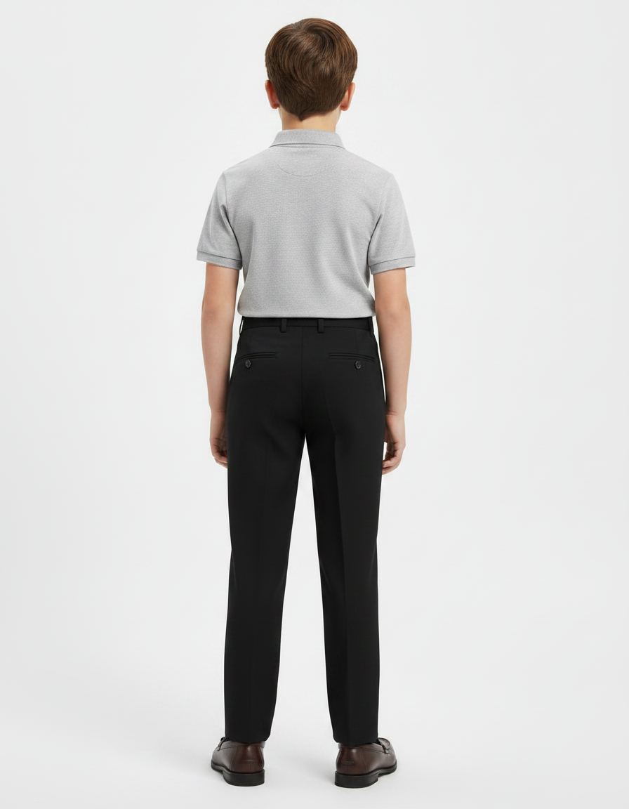 Pantalon À Pince Noir Droit Coton Garçon - vue 2