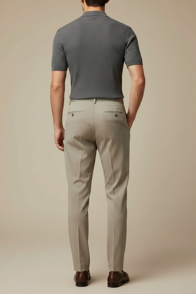 Pantalon À Pince Beige Classique Habillé Homme - Gabardine - vue 2