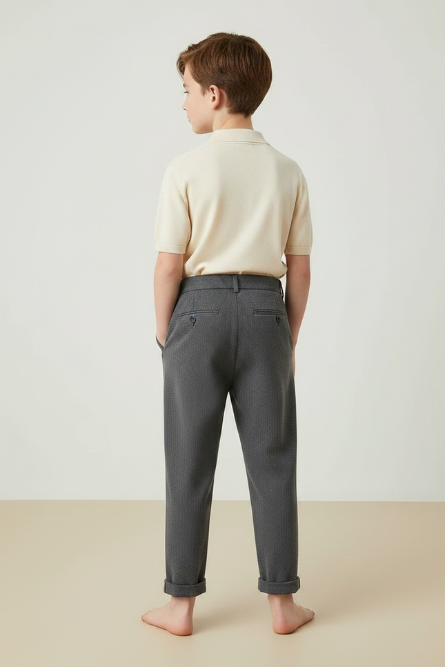 Pantalon À Pince Gris Plissé Hiver Garçon Décontracté - Maille - vue 2