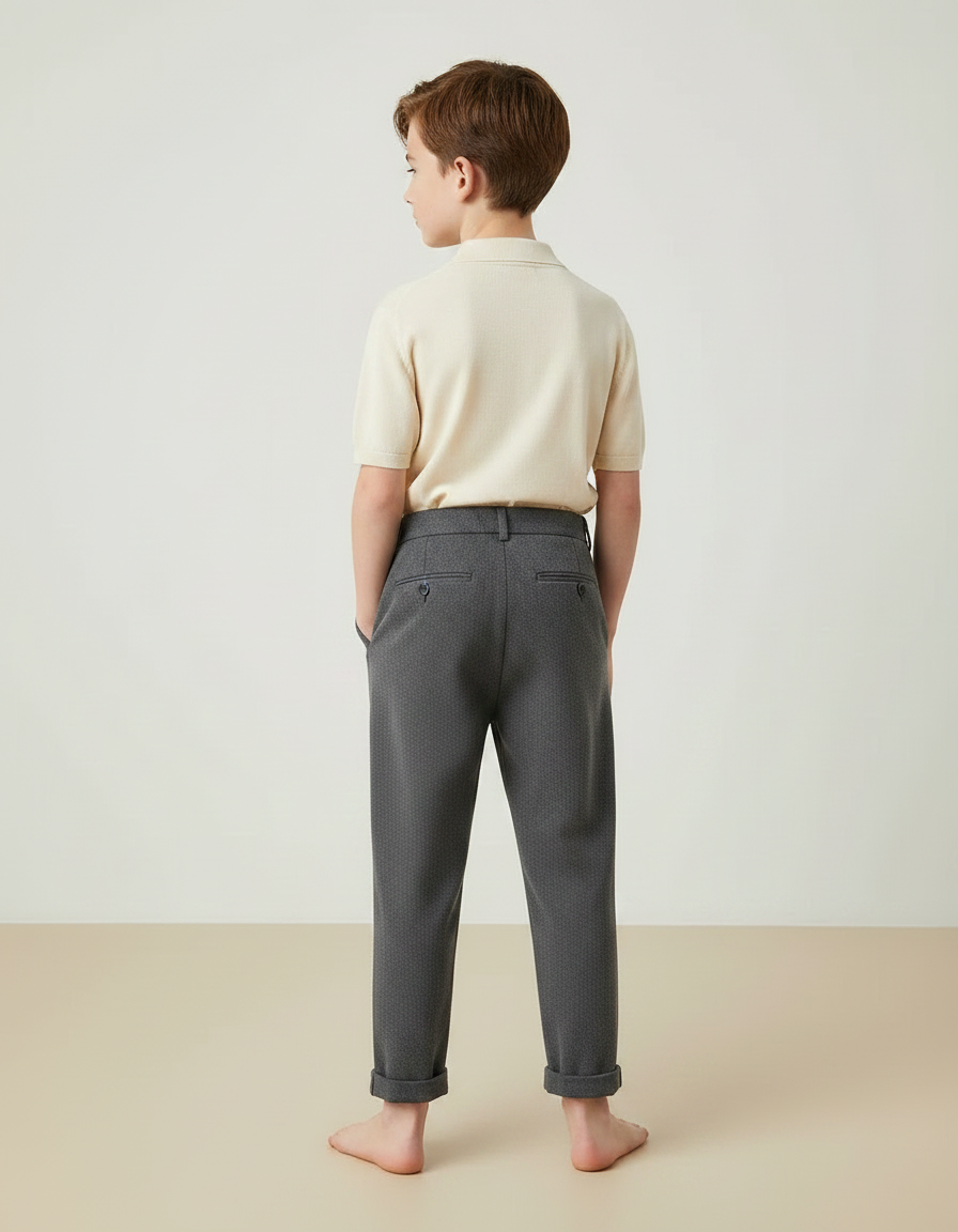 Pantalon À Pince Gris Plissé Hiver Garçon Décontracté - Maille - vue 2