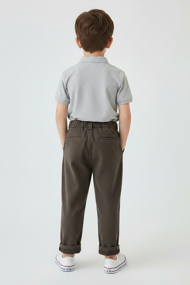 Pantalon À Pince Marron Ample Plissé Décontracté Enfant - Molleton - vue 2