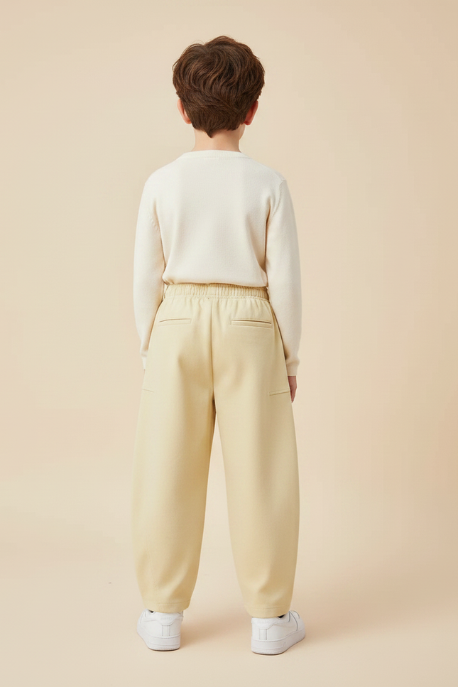 Pantalon À Pince Jaune Plissé Ample Enfant Décontracté - Gabardine - vue 2