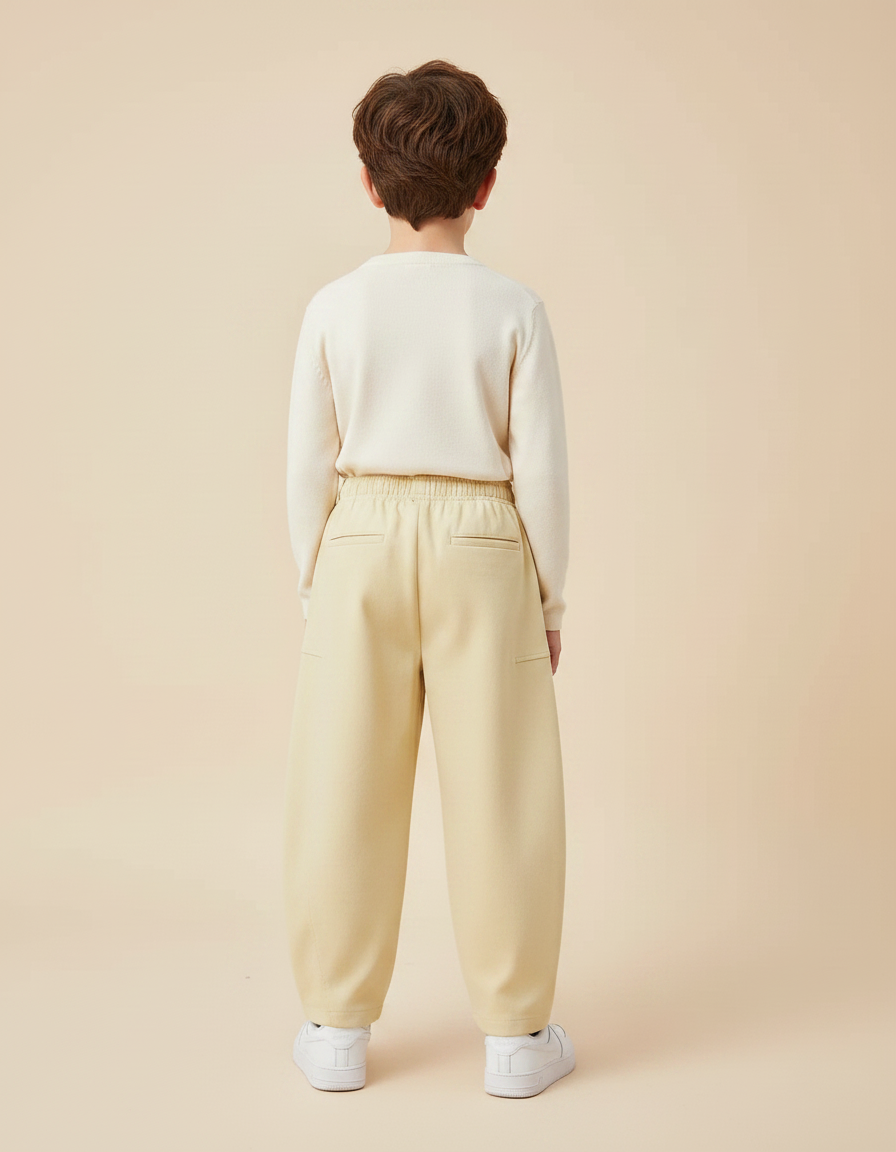 Pantalon À Pince Jaune Plissé Ample Enfant Décontracté - Gabardine - vue 2