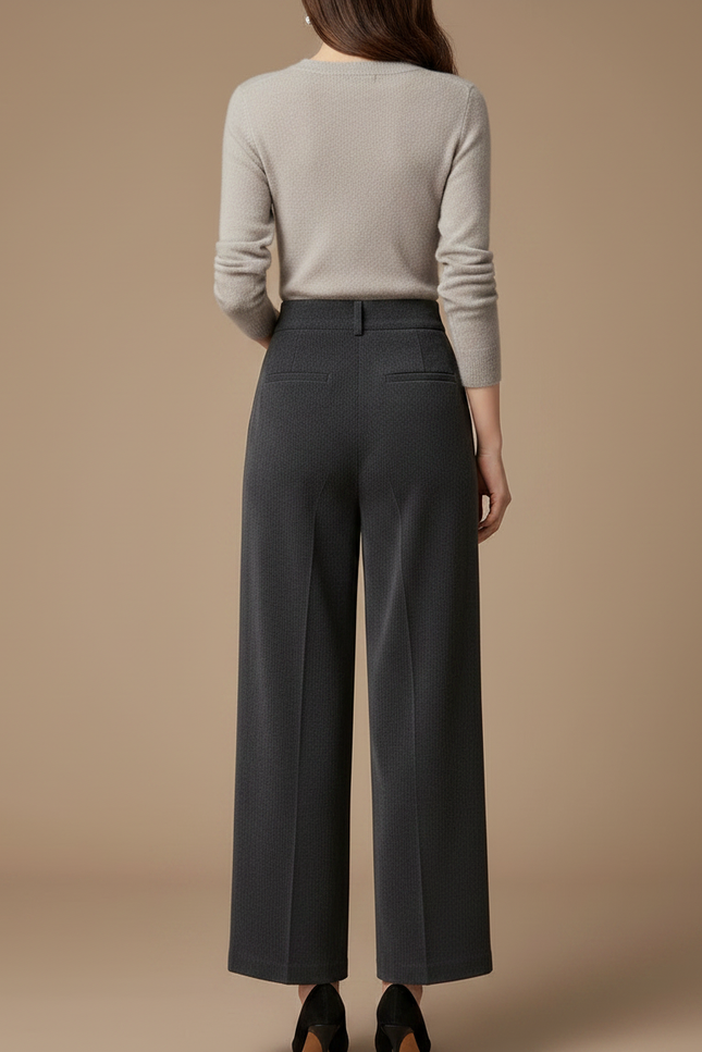Pantalon À Pince Gris Plissé Ample Taille Haute - Cordé - vue 2