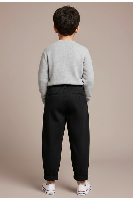 Pantalon À Pince Noir Plissé Ample Enfant Coton - vue 2