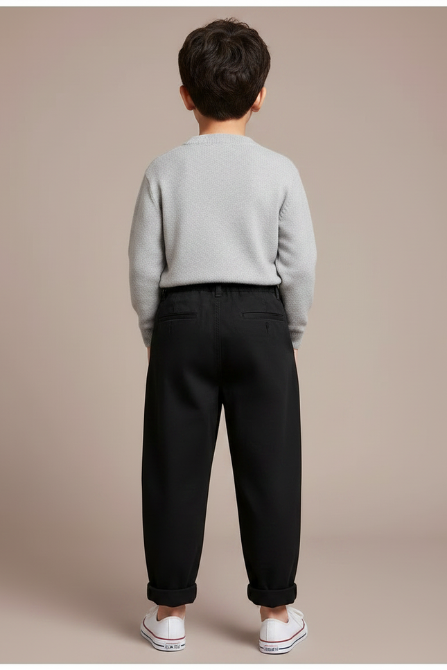 Pantalon À Pince Noir Plissé Ample Enfant Coton - vue 2