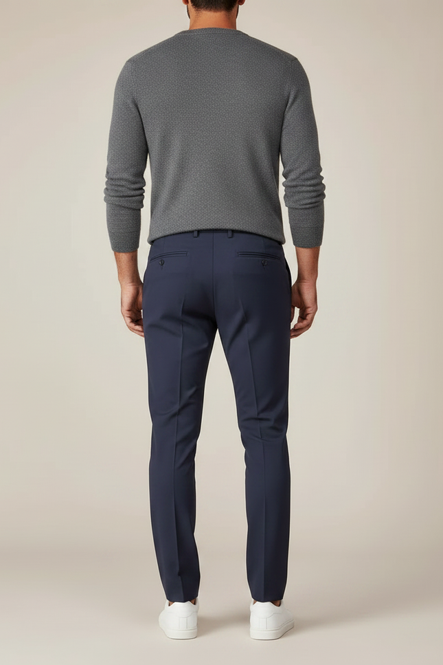 Pantalon À Pince Skinny - Marine Gabardine - vue 2