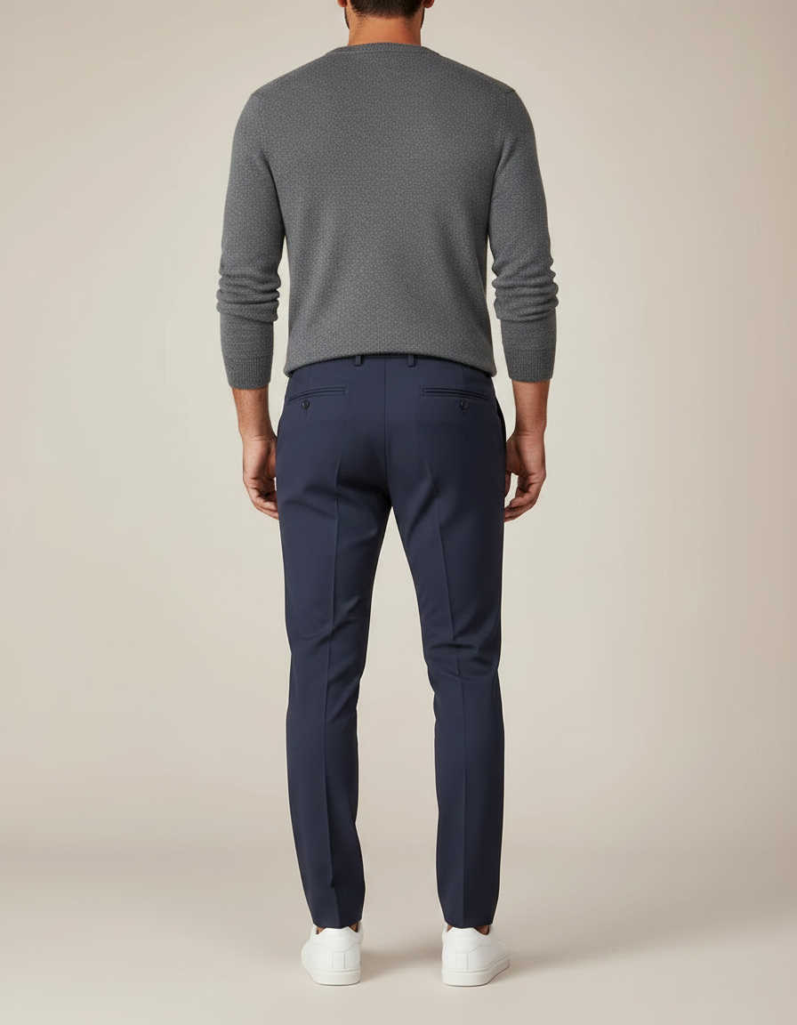 Pantalon À Pince Skinny - Marine Gabardine - vue 2